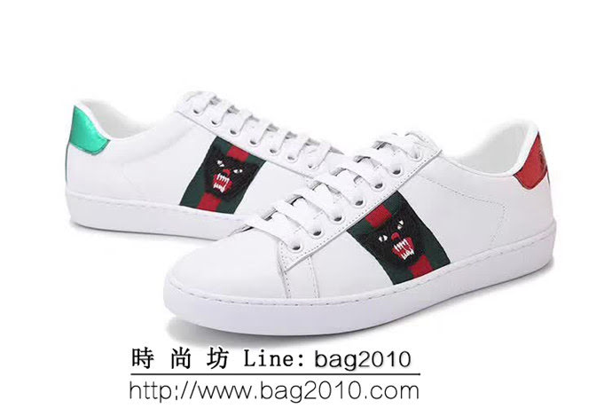 GUCCI古馳 情侶款 經典爆款 白色真皮 低幫運動休閒鞋 QZS1556